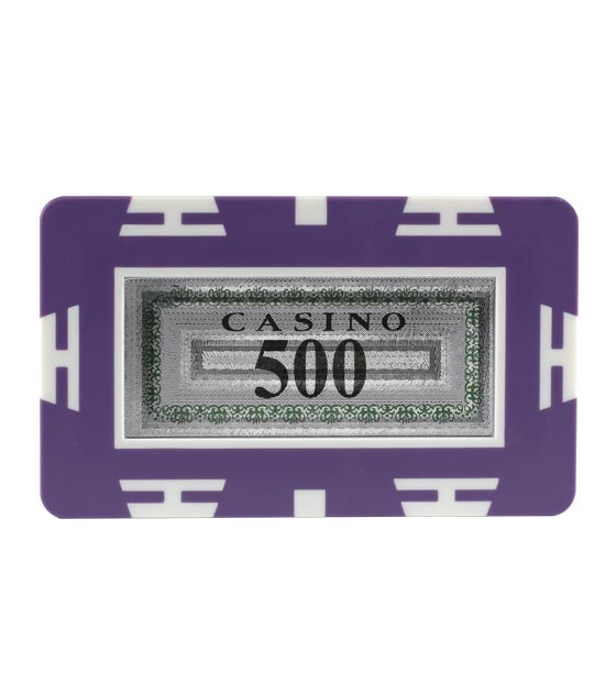 Rectangle Poker Chip with Value - 500, Purple